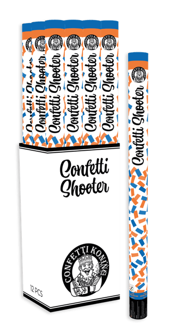 Hoofdbeeld Confetti Shooter Blauw Oranje 80 cm